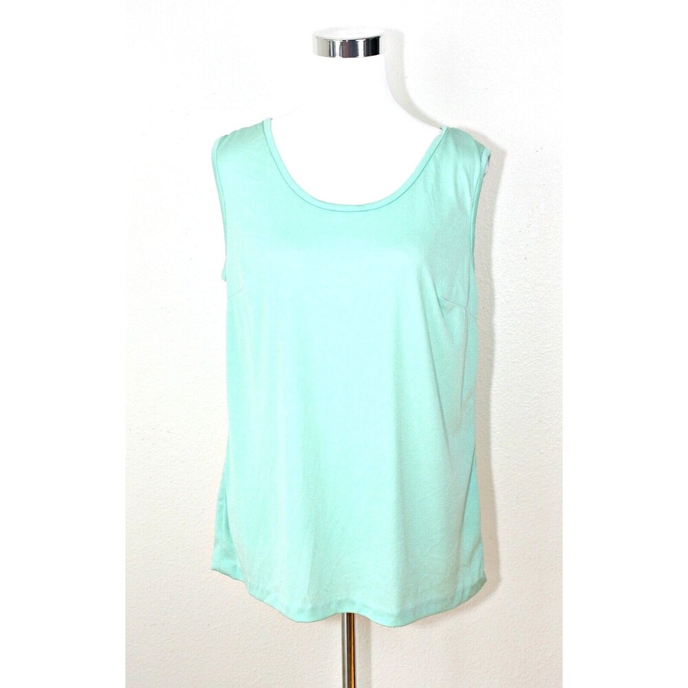 MOD Vintage VERY VERA Tank Top Sz L Knit Aqua Quiet Luxury Normcore Layering #01